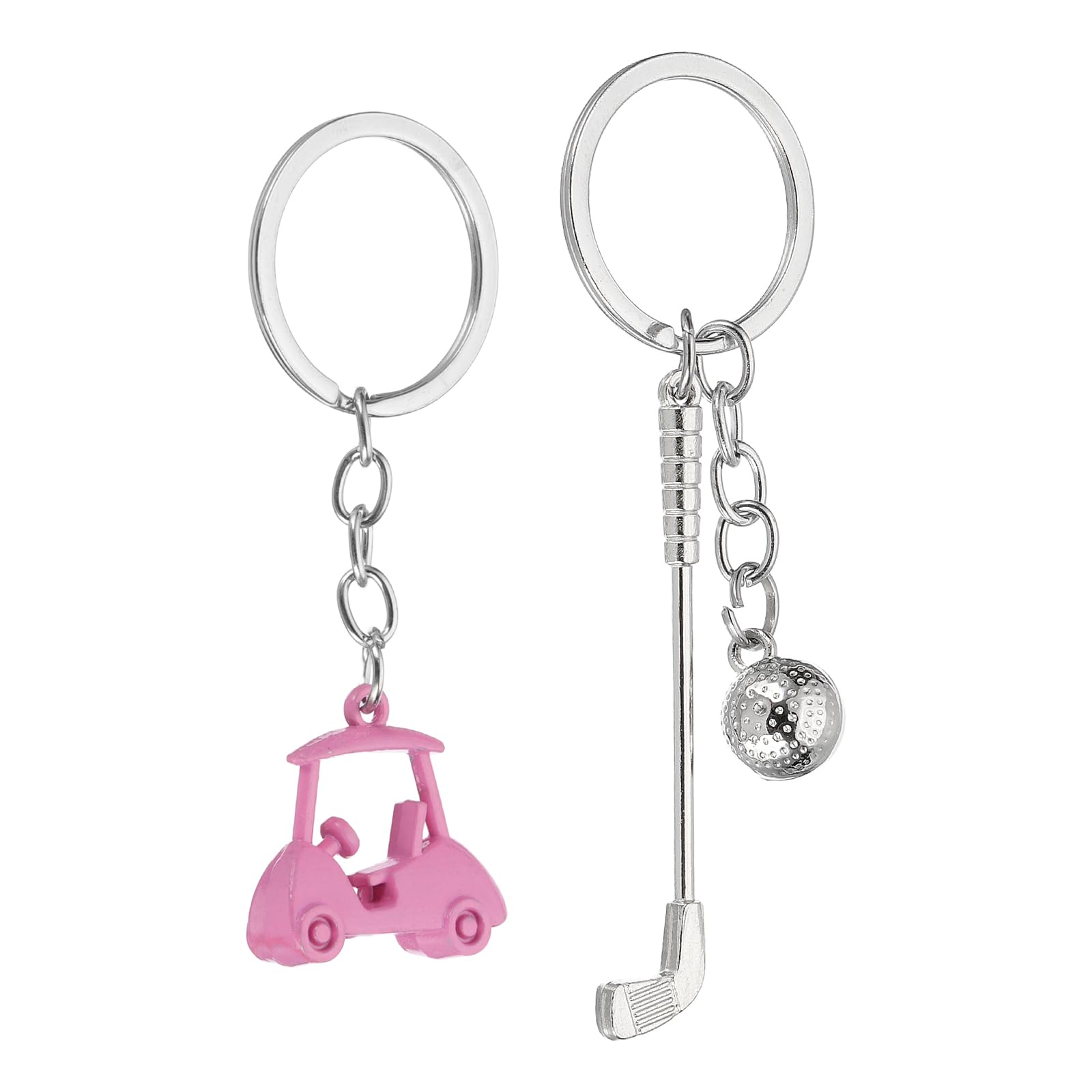 PATIKIL Golf Cart Keychain, Mini Cute Golf Ball Key Chain Sport Pendant Key Ring Bag Backpack Decor for Men Women Party Gifts Favors, Pink