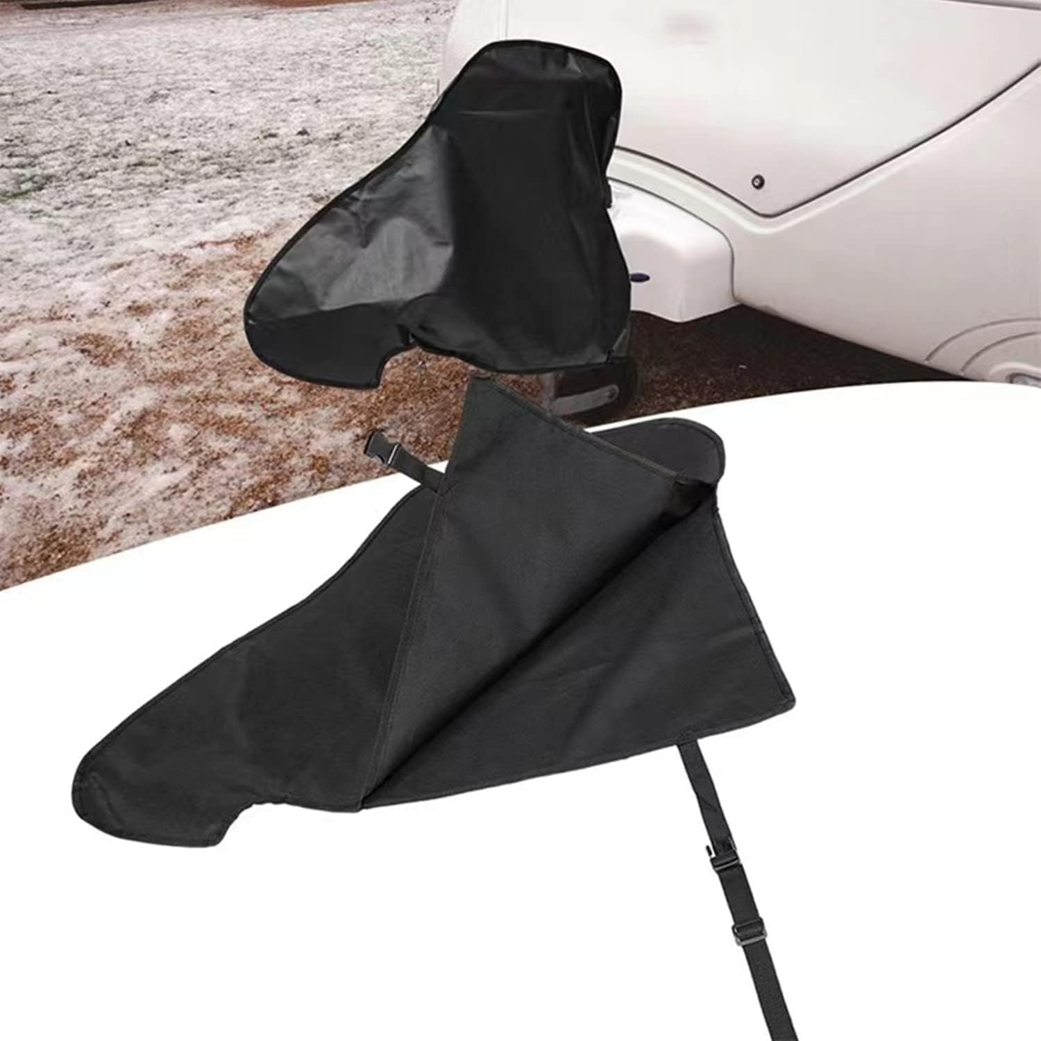 600D Oxford Universal Caravan Hitch Cover, Trailer Hitch Lock Covers - Universal Waterproof Breathable Tow Hitch Cover for Caravan, Tongue Jack Cover, PVC Trailer Towing Ball Coupling Lock Covers