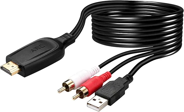 192KHz HDMI ARC to RCA Audio Converter for TV to Soundbar, Plug & Play 3.6ft/1.1m ARC to L/R Stereo RCA Male Cable Audio Extractor Adapter Splitter for Sound System Speaker Home Theater [PCM Only]