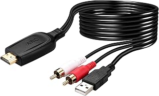 192KHz HDMI ARC to RCA Audio Converter for TV to Soundbar, Plug & Play 3.6ft/1.1m ARC to L/R Stereo RCA Male Cable Audio Extractor Adapter Splitter for Sound System Speaker Home Theater [PCM Only]