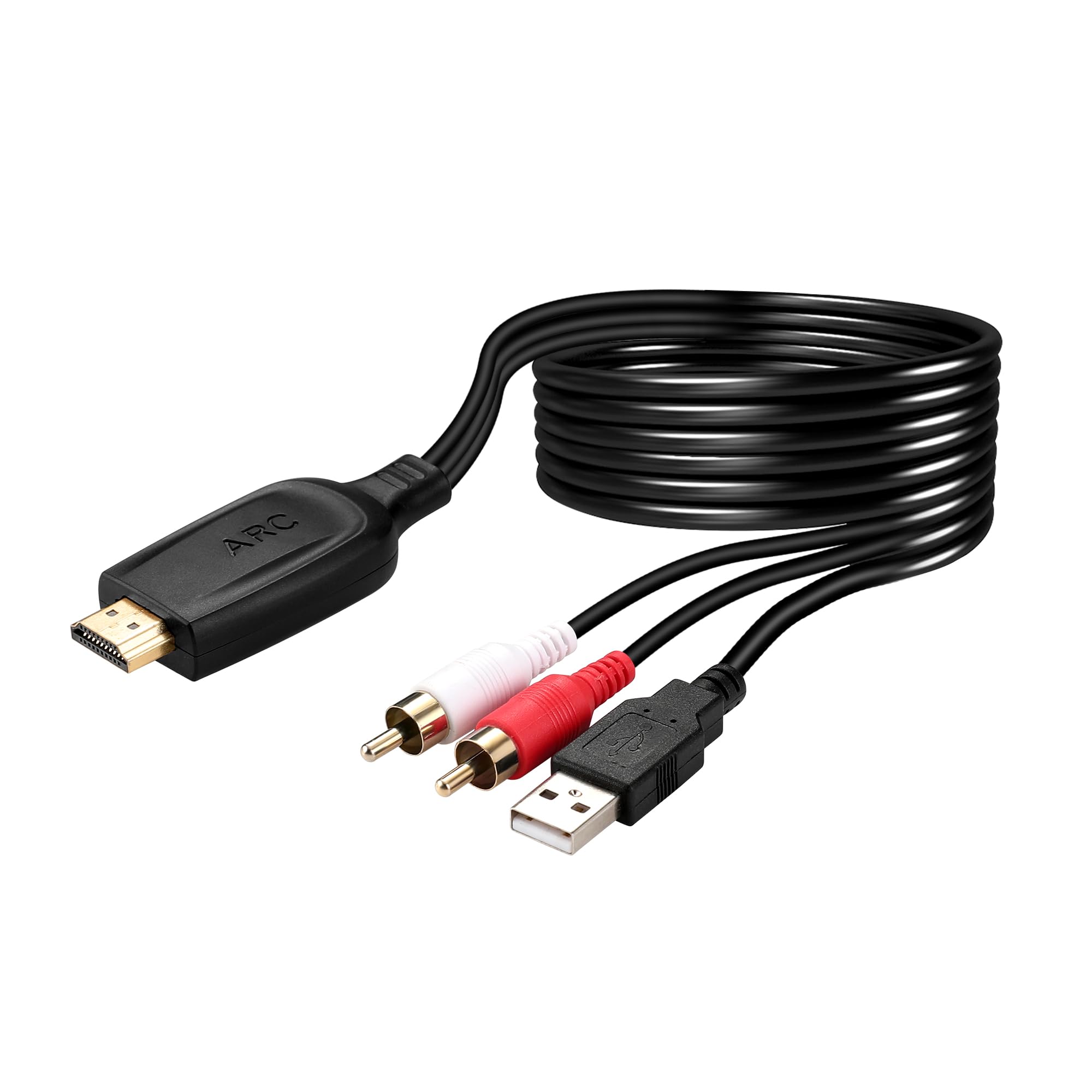 192KHz HDMI ARC to RCA Audio Converter for TV to Soundbar, Plug & Play 3.4ft/1.05m ARC to L/R Stereo RCA Male Cable Audio Extractor Adapter Splitter