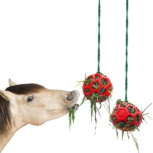 Miniatura 1 de 2 bolas de regalo para caballo comedero de heno juguete de alimentación para colgar para caballo cabra ovejas aliviar el estrés caballos descanso