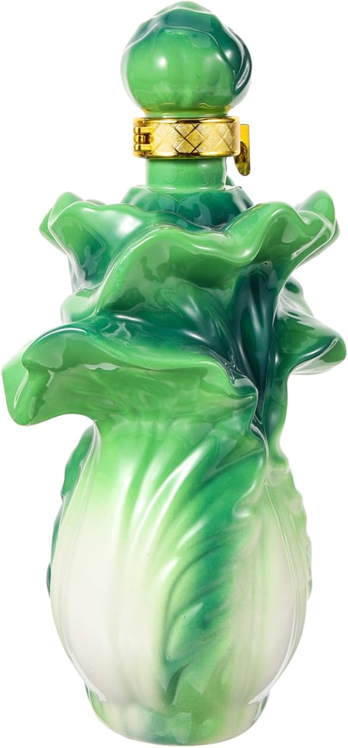 Cabilock Porcelain Chinese Cabbage Shaped Liquor Bottle Sealed Container Sturdy and Easy to Clean for Home Use and Wine Serving Decorative Empty Liquor Jar
