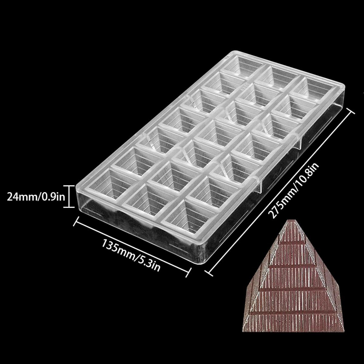 TUKE Chocolate Maker Injection Mold Pyramid Polycarbonate Candy Mold for Chocolate, Candy, Soap, Candle Making - Durable & Food-Grade PC Mold for DIY Desserts & Crafts (E_ Pyramid)