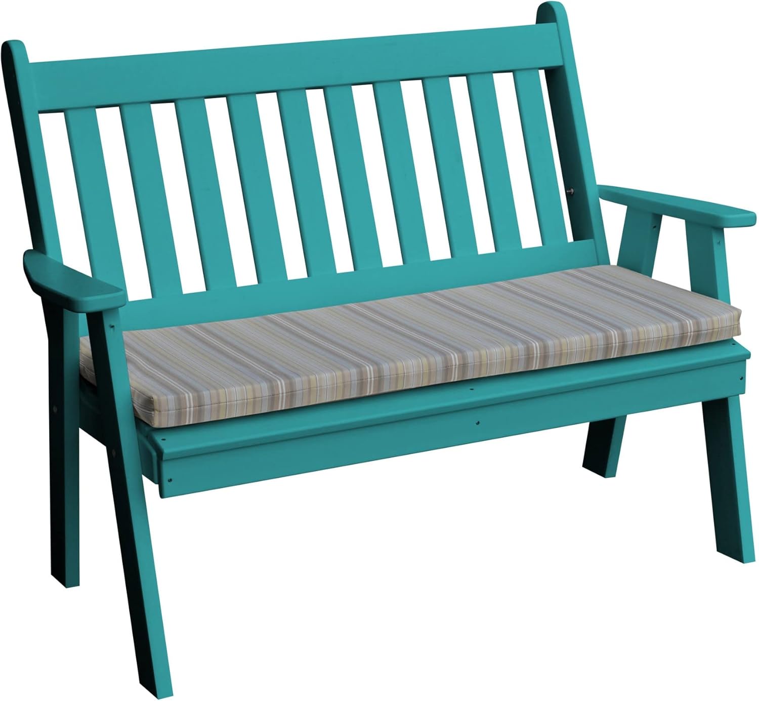 Furniture Barn USA Traditional English Bench, 4ft Poly Lumber- Aruba Blue
