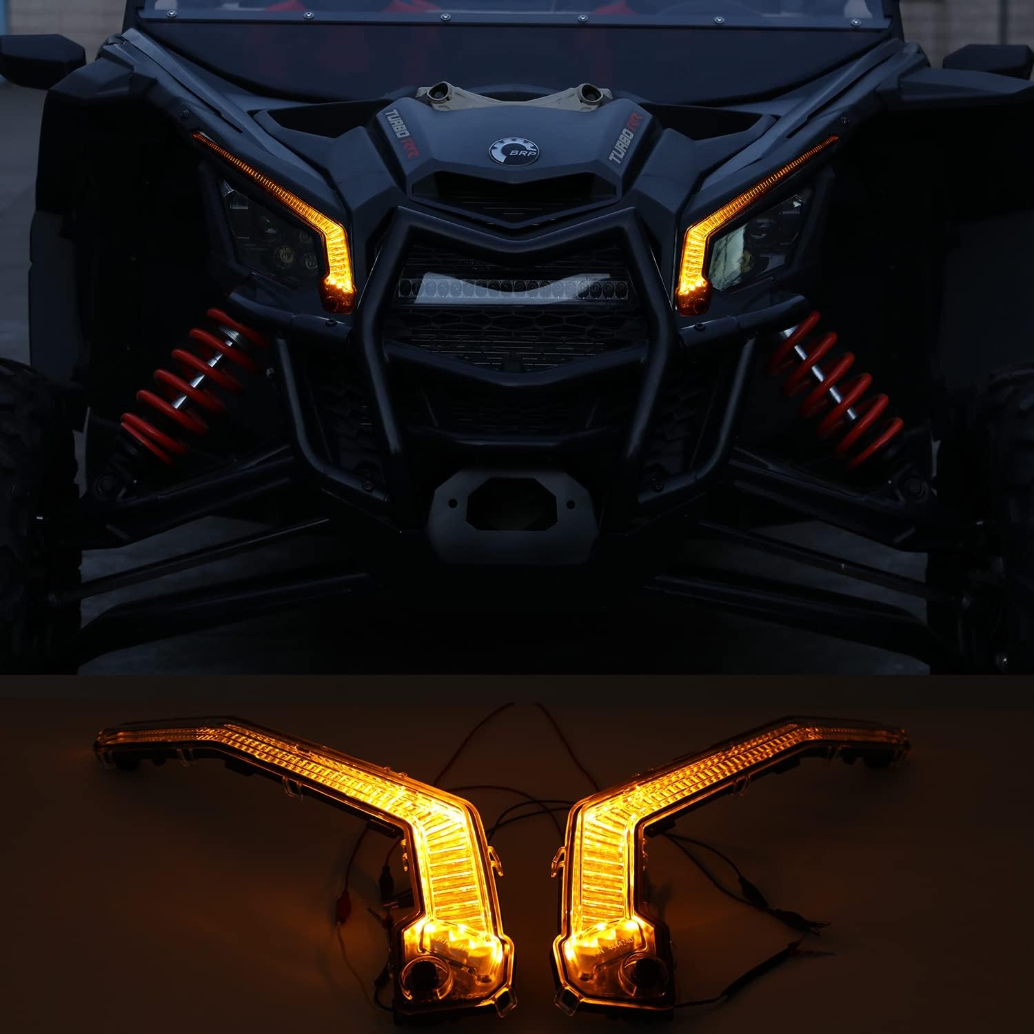 HAKA TOUGH Turn Signal Fang Lights with White Yellow Light for Can Am Maverick X3 XDS XRS Max Turbo R/Maverick Trail Sport Max Accessories 17-24,LED Signature Lights Replace#OEM 710004994 710004995