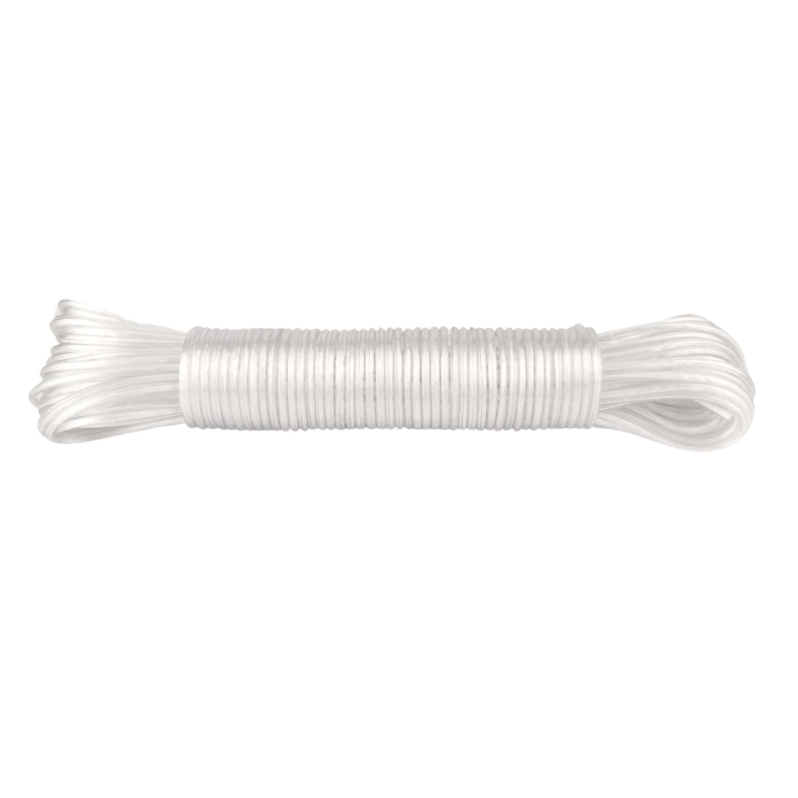 IDEA HOME Washing Line Rope CRISTAL 20m - Clothes Lines for Outside Heavy Duty Plastic Washing Lines Outdoor - Robust Clothes Line made of Polyester Core and Plastic Coating, Transparent White