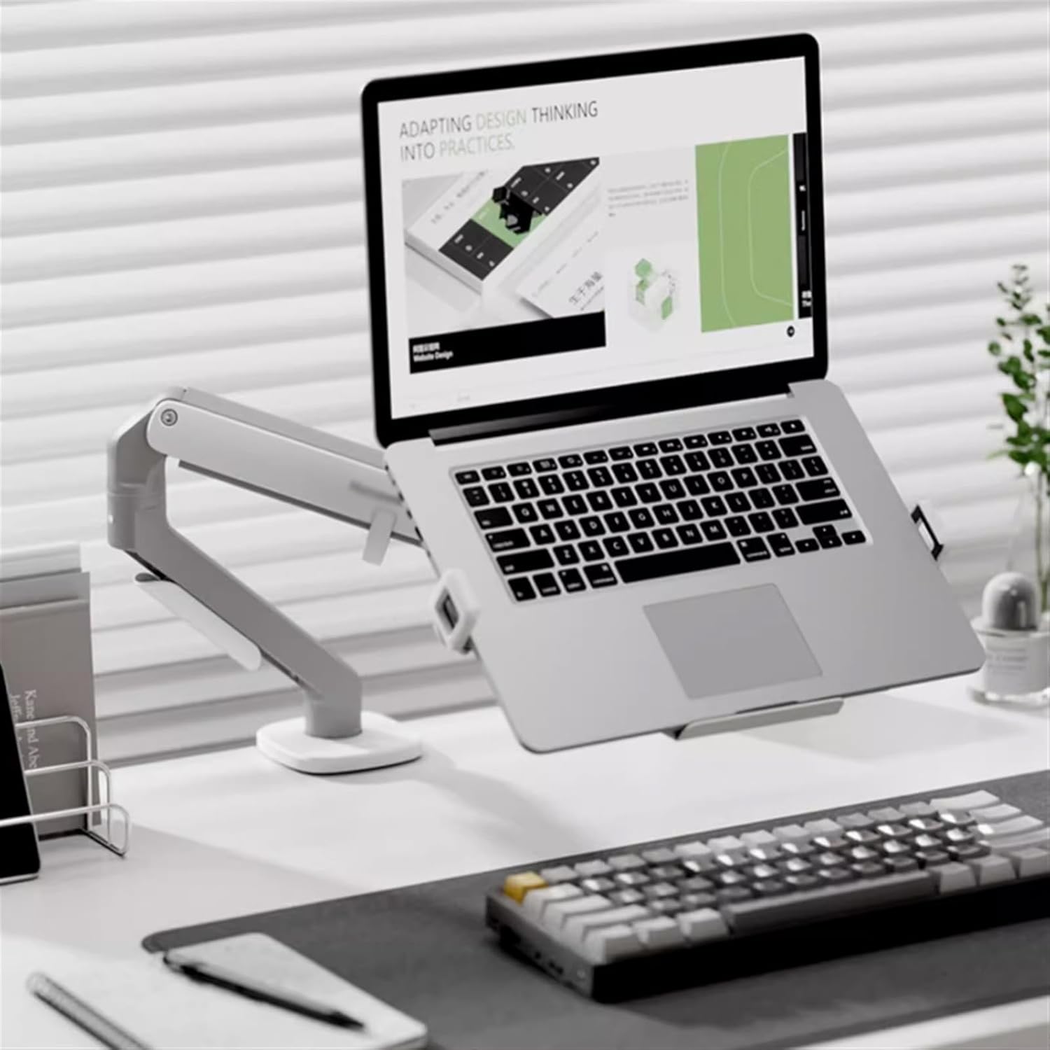 Monitor Mount Laptop Mount, Laptop Arm Mount for Desk Holds 4.4-19.8lbs, Adjustable Laptop Desk Mount with Tray and Clamp/Grommet Base for 12"-18" Laptop Monitor Stand