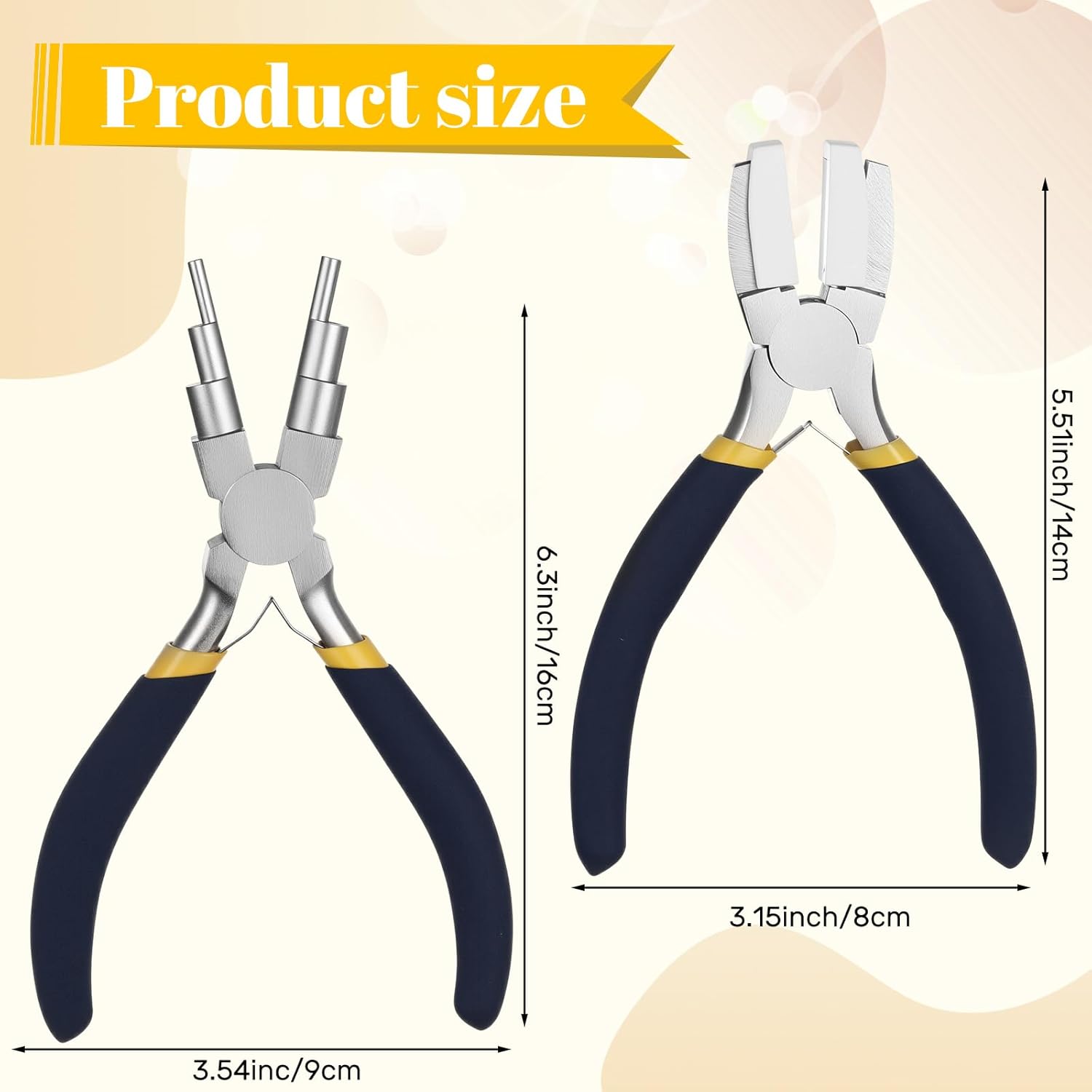 Mudder 2 Pieces Jewelry Making Tool Bail Making Pliers 6 in 1 Jewelry Wire Bending Pliers for Beading Looping Shaping Wire DIY Crafts(Blue and Yellow)