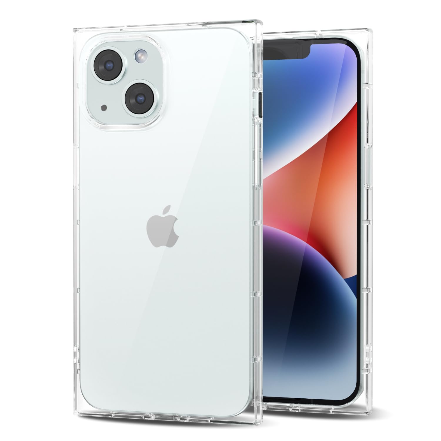 Svanove for iPhone 14 Plus Clear Case Rectangle Edge, Aesthetic Trendy Girly Y2k Designer Transparent Unique Phone Case for Women, Thin Slim Silicone