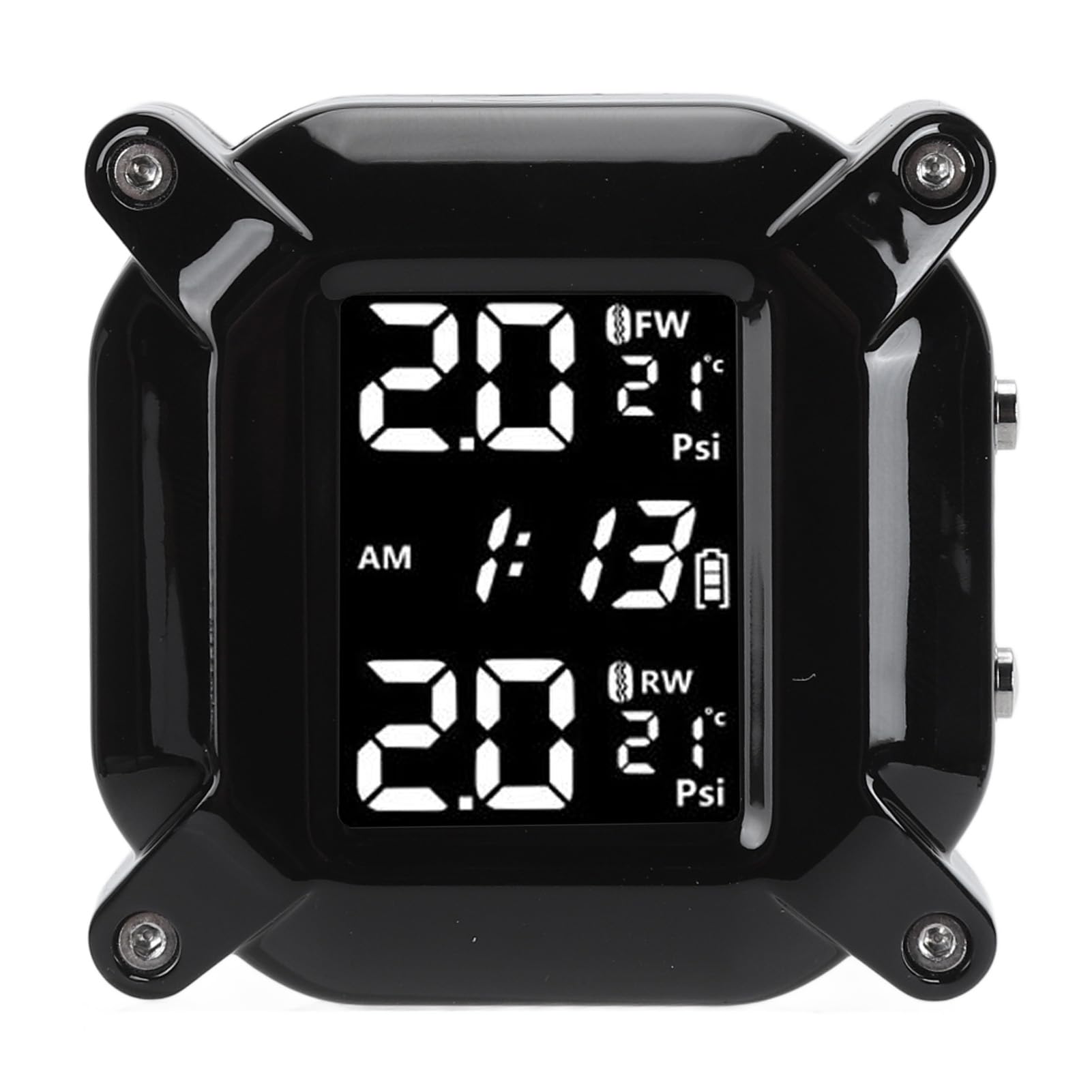 Sistema di Monitoraggio della Pressione dei Pneumatici, Moto senza Fili TPMS Pressione Pneumatici, Sistema di Monitoraggio con 2 Sensore Esterno LCD Display Digitale Moto Allarme