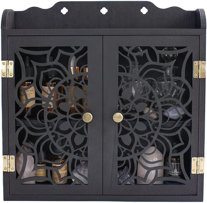 Crystal Display Shelf for Essential Oil and Nail Polish, Display Case for Crystal Rock Gem and Healing Stone, Wall Shelf for Trinket and Knick Knack, Gothic Witch Shelves