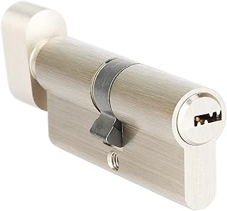 Cylinder Lock 90mm Euro Profile Cylinder with 5 Keys (dimple), Single Open Copper Lock Cylinder, Anti-Rust Corrosion Resistant Anti-Theft Wooden Door Lock Cylinder