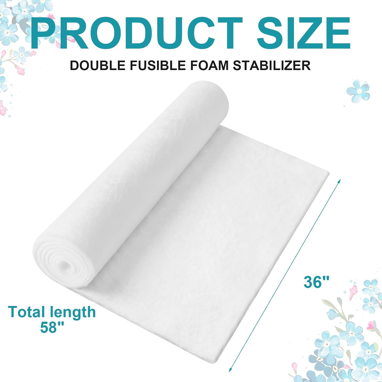 Pangda 2 Pcs 36 x 58 Inch Double Sided Fusible Foam Stabilizer 2 Sided Flexible Foam Stabilizer Soft and Reliable White Iron-on Non-Woven Fusible Interfacing for Sewing Tote Bags Purses Quilting