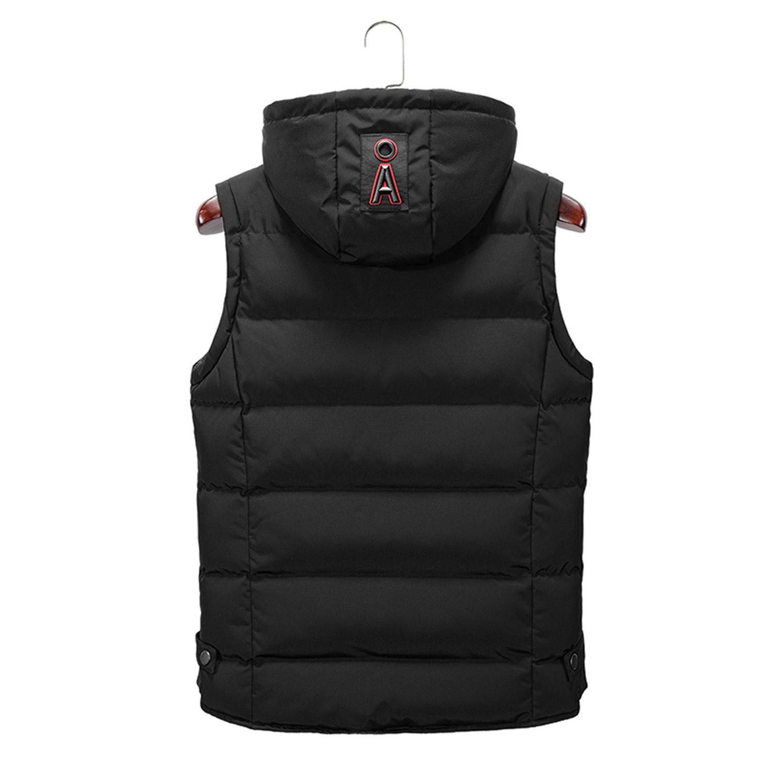 Chaleco acolchado con capucha para hombre, chaleco de forro polar doble cálido, chaqueta acolchada sin mangas con capucha, chaleco cálido de invierno para hombre, chaleco acolchado acogedor para uso