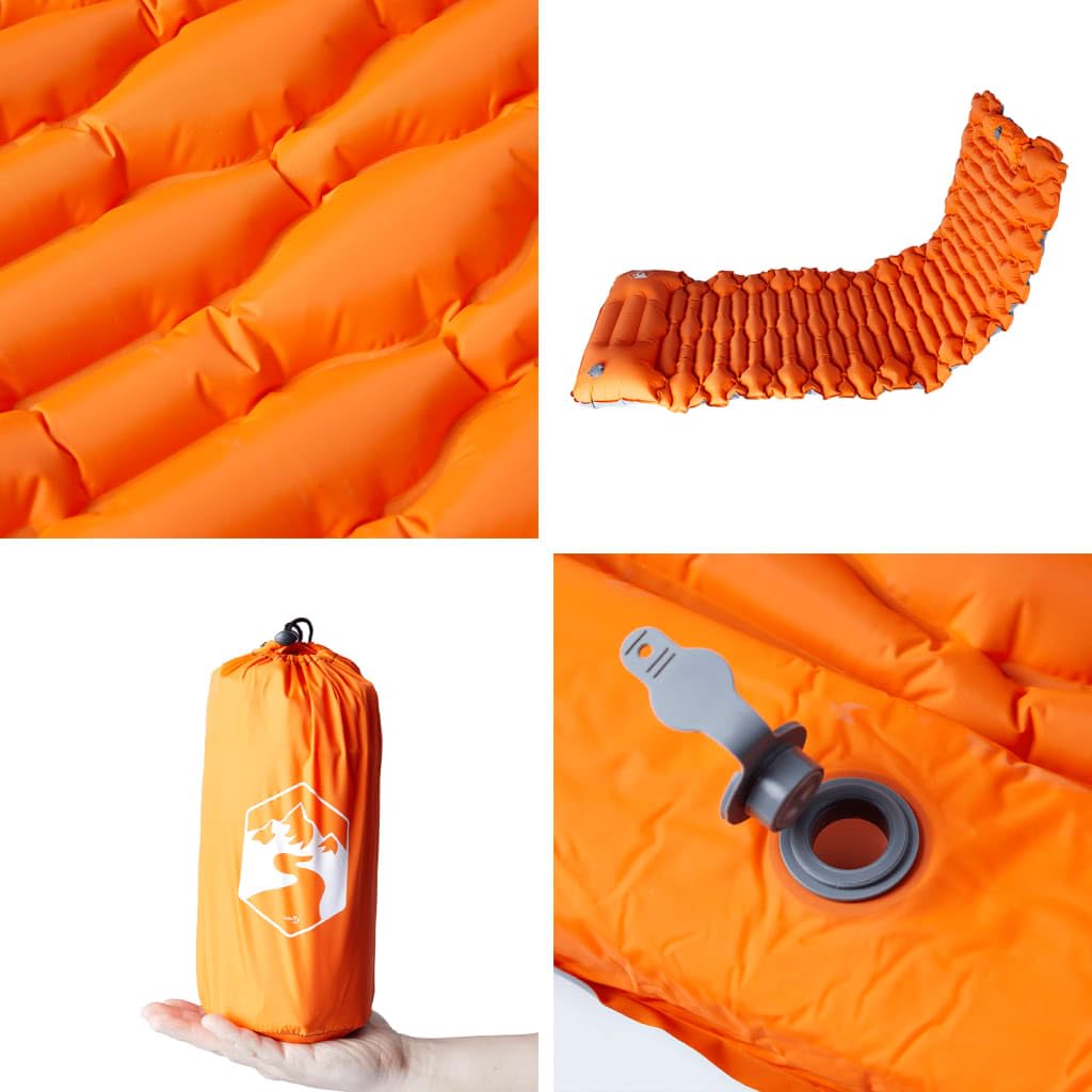 Mangloder Selbstaufblasende Isomatte mit Kissen Marineblau langlebige Campingmatte mit Fußpumpe für Trekking, Wandern, Zelt, Festival, Reise, isolierend, bequem, leicht, kompakt, wasserfest