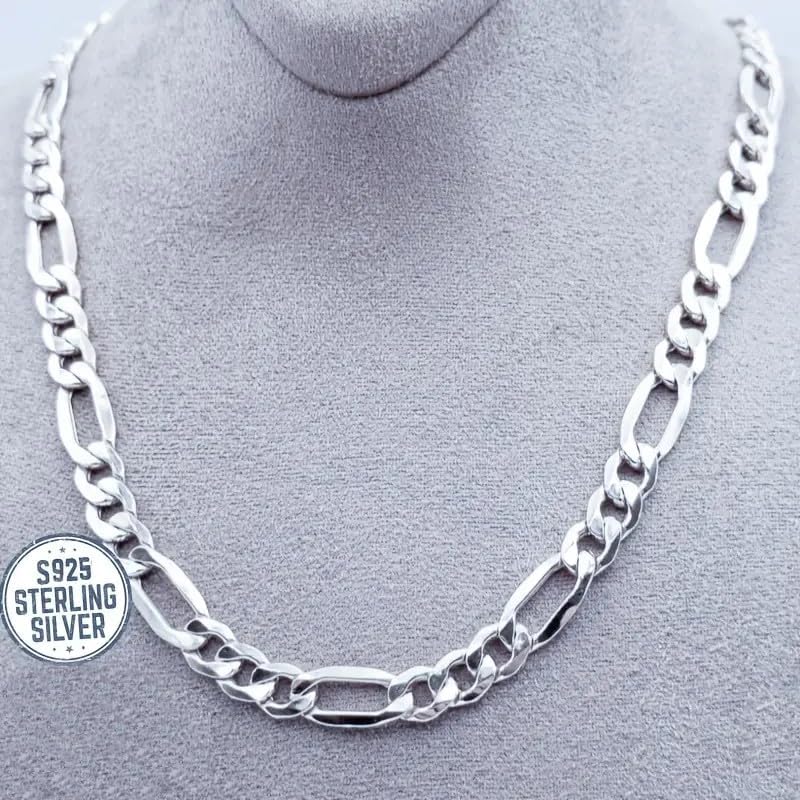 My Daily Styles Sterling Silver Figaro Link Chain - Italian Men's 925 Necklace & Bracelet Set - Made in Italy - Classic 8MM Design - lobster Clasp - Jewelry Set For Men - Image 4