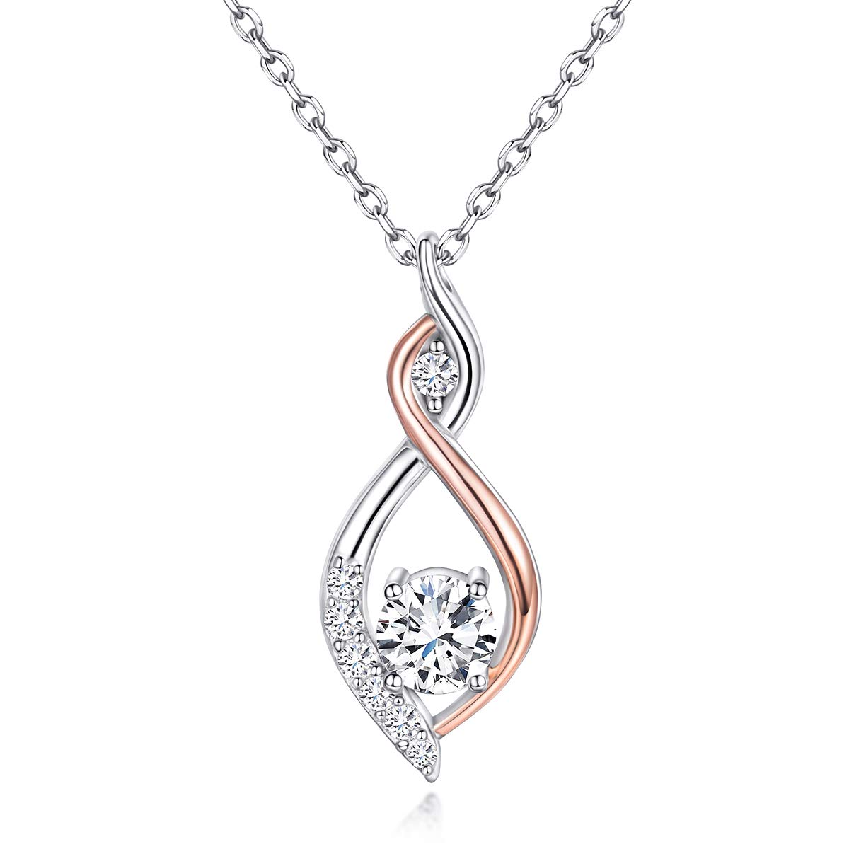MISSLAN Necklaces for Women 925 Sterling Silver Womens Necklace Infinity Love Pendant Cubic Zirconia Necklace for Women