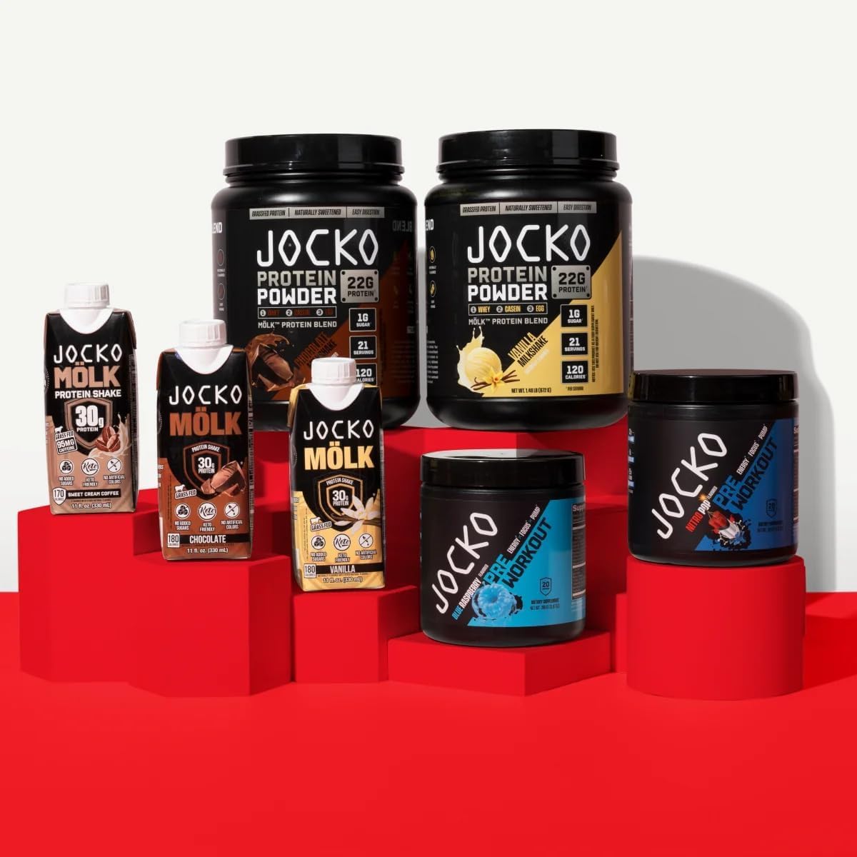 Jocko-Molk Whey Protein Powder, Chocolate, 22g Protein, Digestive Enzymes, Probiotic Blend, No Sugar Added, Essential Amino Acids, Electrolyte Minerals, 18 Servings (Packaging May Vary)