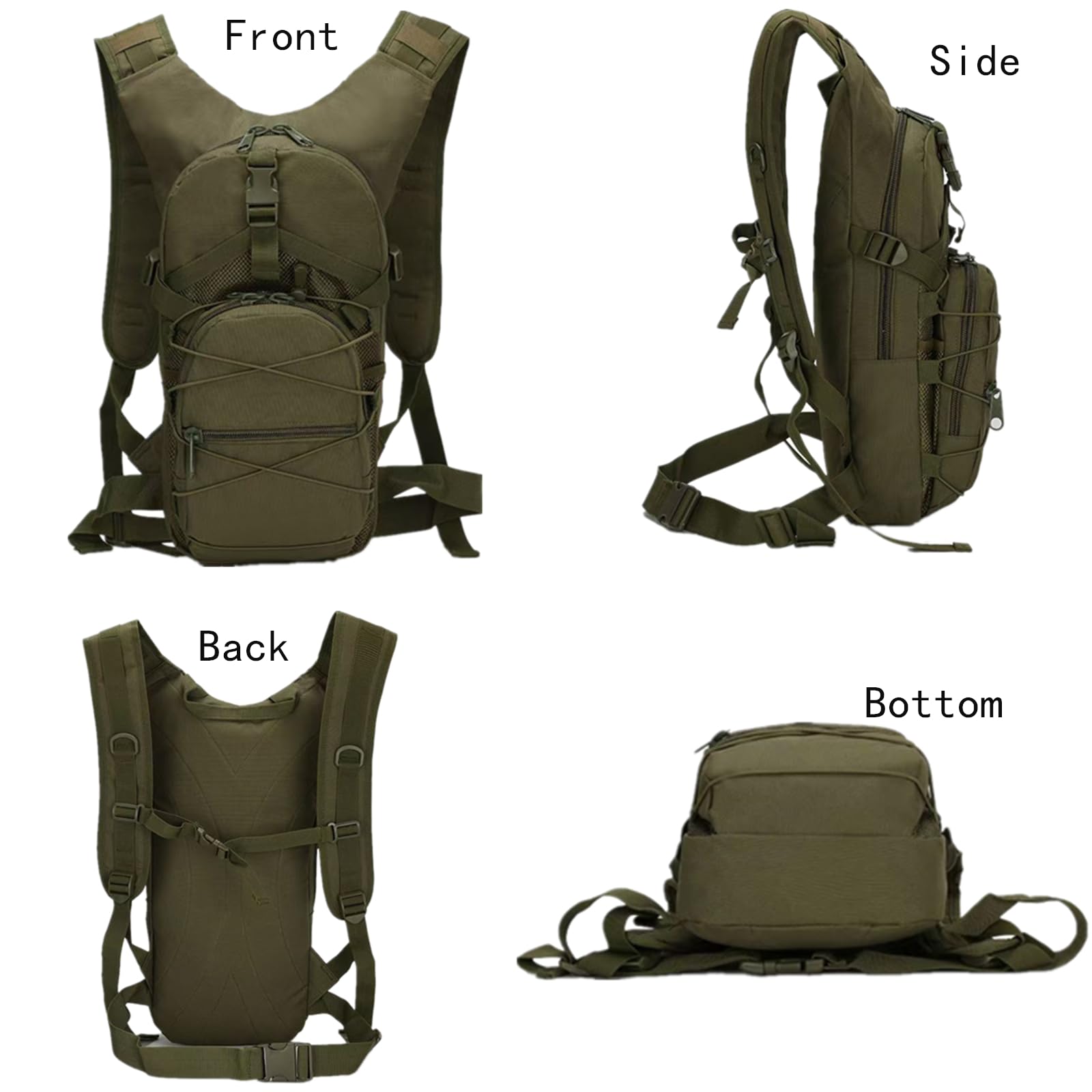Zaino tattico militare Molle, zaino militare di piccola capacità da 15 litri per escursionismo ciclismo campeggio alpinismo pesca caccia arrampicata trekking viaggi sport