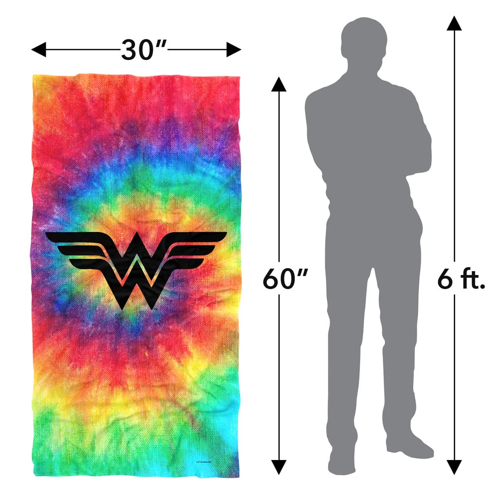 Wonder Woman Beach Towel - 30x60 Inch Lasso Logo Microfiber Cotton Blend Pool And Beach Towel
