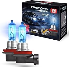 2x H11 12 V 55 W Diamond Vision Xenon Look Effect Halogen Bulb Light Look, Super White 8500 K, Low Beam Fog Light, Cool White. White Duobox PGJ19-2