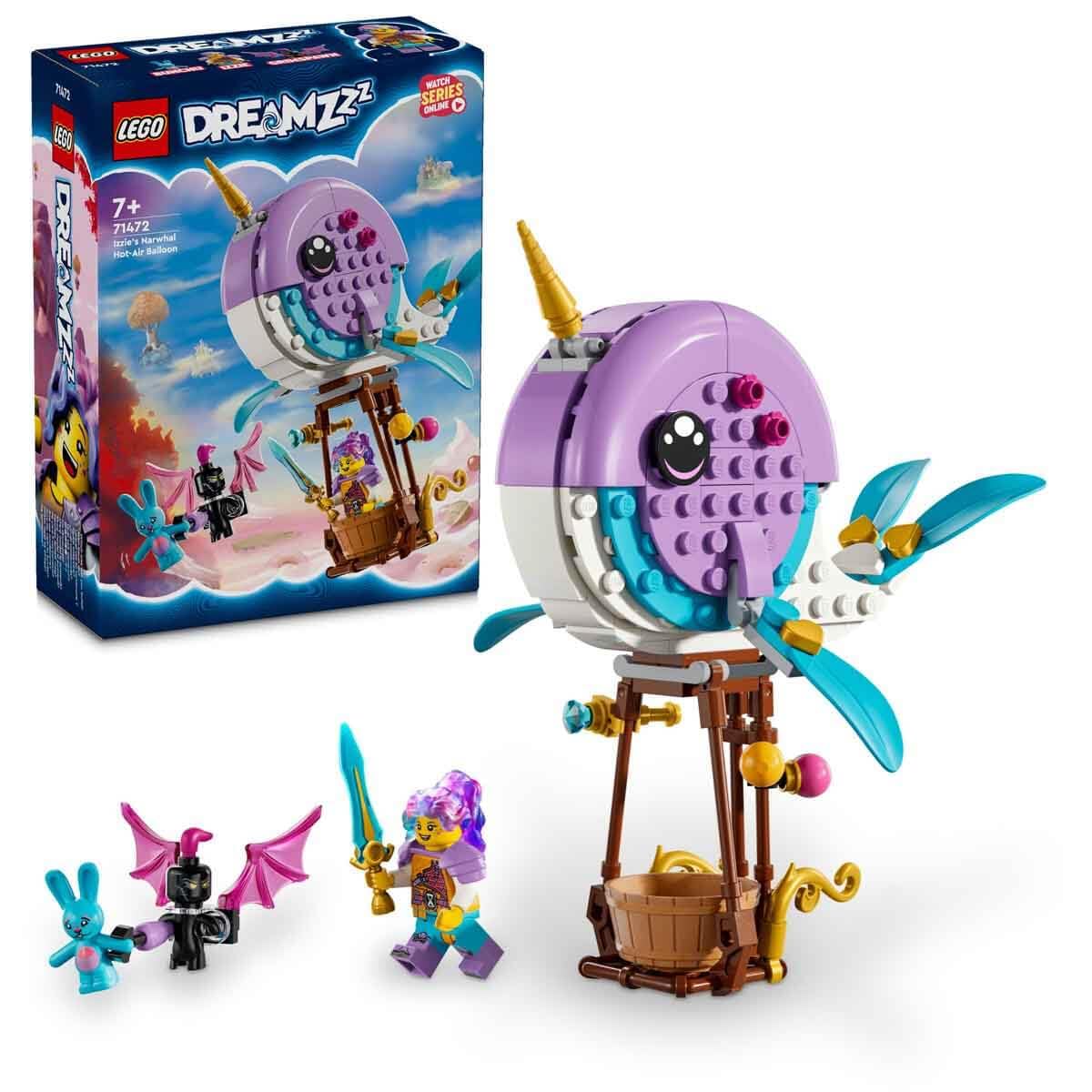 LEGO71472 DREAMZzz Izzie's Narwhal Hot-Air Balloon Toy Sea Animal Toy Bunchu Rabbit Rescue GNOME Night Transformable Whale Figurine Gift for Girls and Boys from 7 Years Old