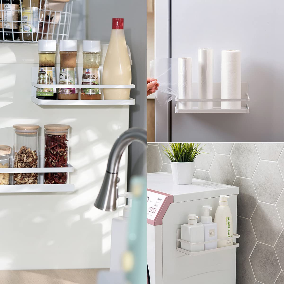 DoDuo Mensola Frigo Magnetica 2 Pezzi - Organizzatore Spezie, Risparmio Spazio Cucina