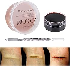MEICOLY 3pcs SFX Special Effects Makeup Kit - Fake Nose Putty, Scar Wax, Fake Blood Scab Gel, Dark