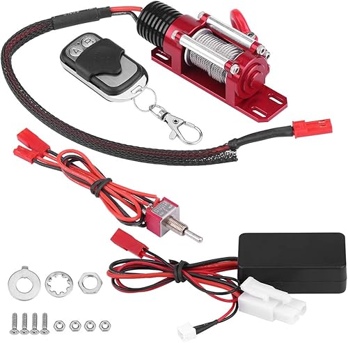 Woyisisi - Cabrestante de coche a control remoto, escala 110, modelo RC, accesorio para coche, cabestrante de metal con mando a distancia