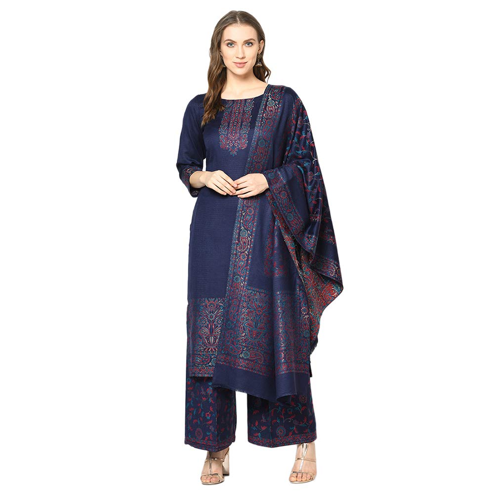 Acro Wool Woven Zari Suit & Dupatta (Unstiched) For Winter-image-14