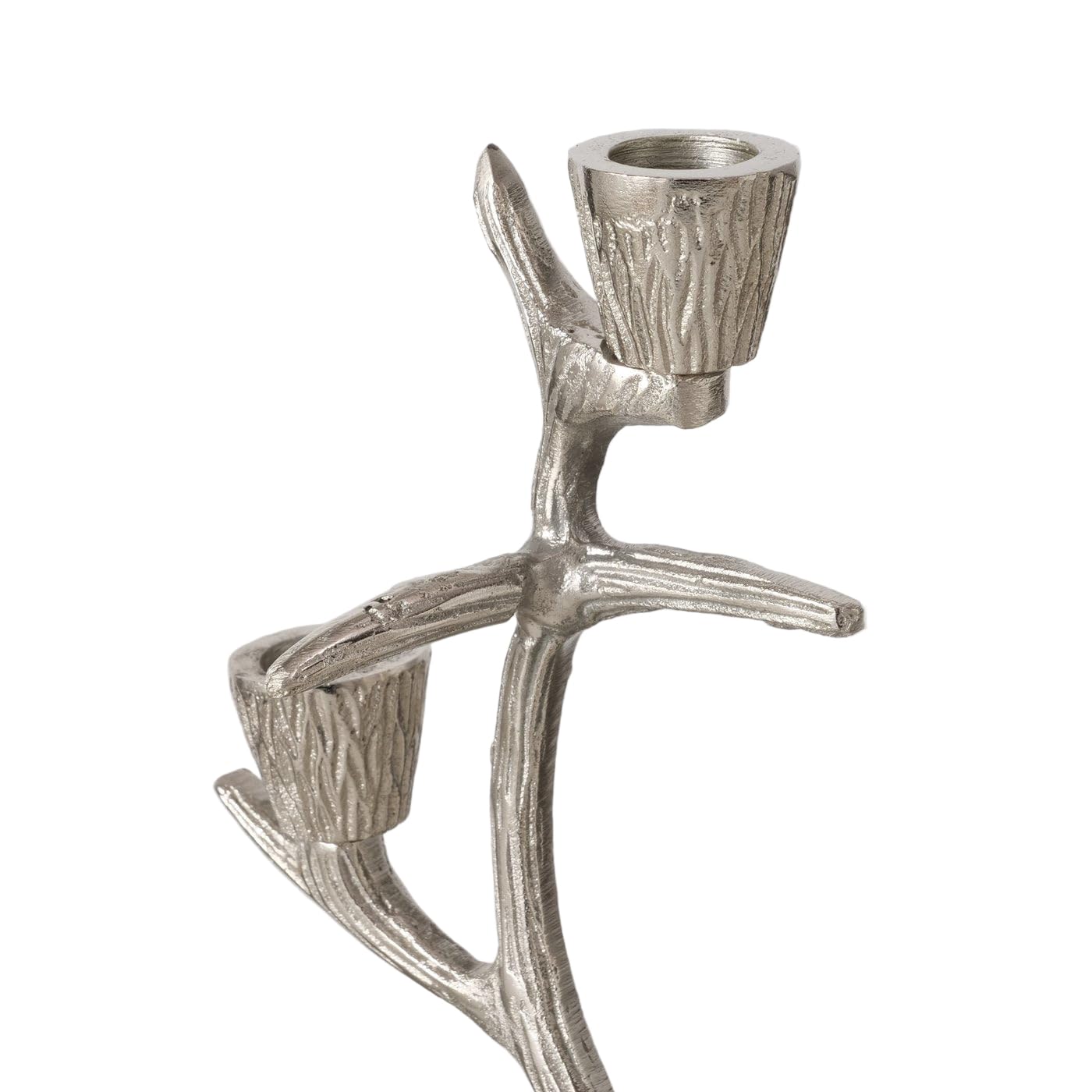 Hirsch Theodor Kerzenleuchter, vernickelt Aluminium, galvanisiert, 35,5 cm lang, 11 cm breit, 40 cm hoch, für mehrere Stabkerzen