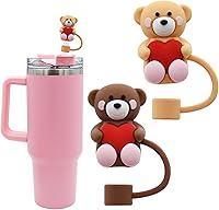 Vista 7 de Stanley Cup - Cubrepopote de corazón compatible con vaso de 30 y 40 onzas, punta de popote de 0.394 in, regalos divertidos para parejas (4 unidades)