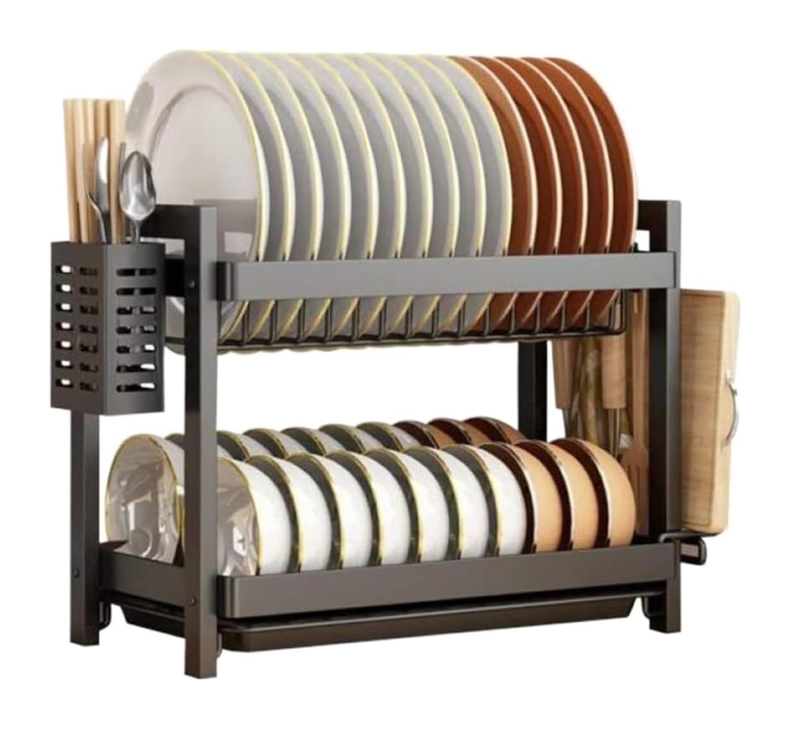 QCKNKMGG Draining Washing Up Holder, Dish Drainer Drying Rack Metal Black White Multi Size(Black,44 * 20 * 30cm)