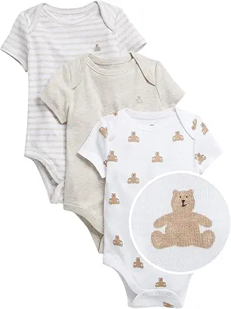 GAP unisex-baby 3-pack First Favourite Short Sleeve BodysuitBodysuit