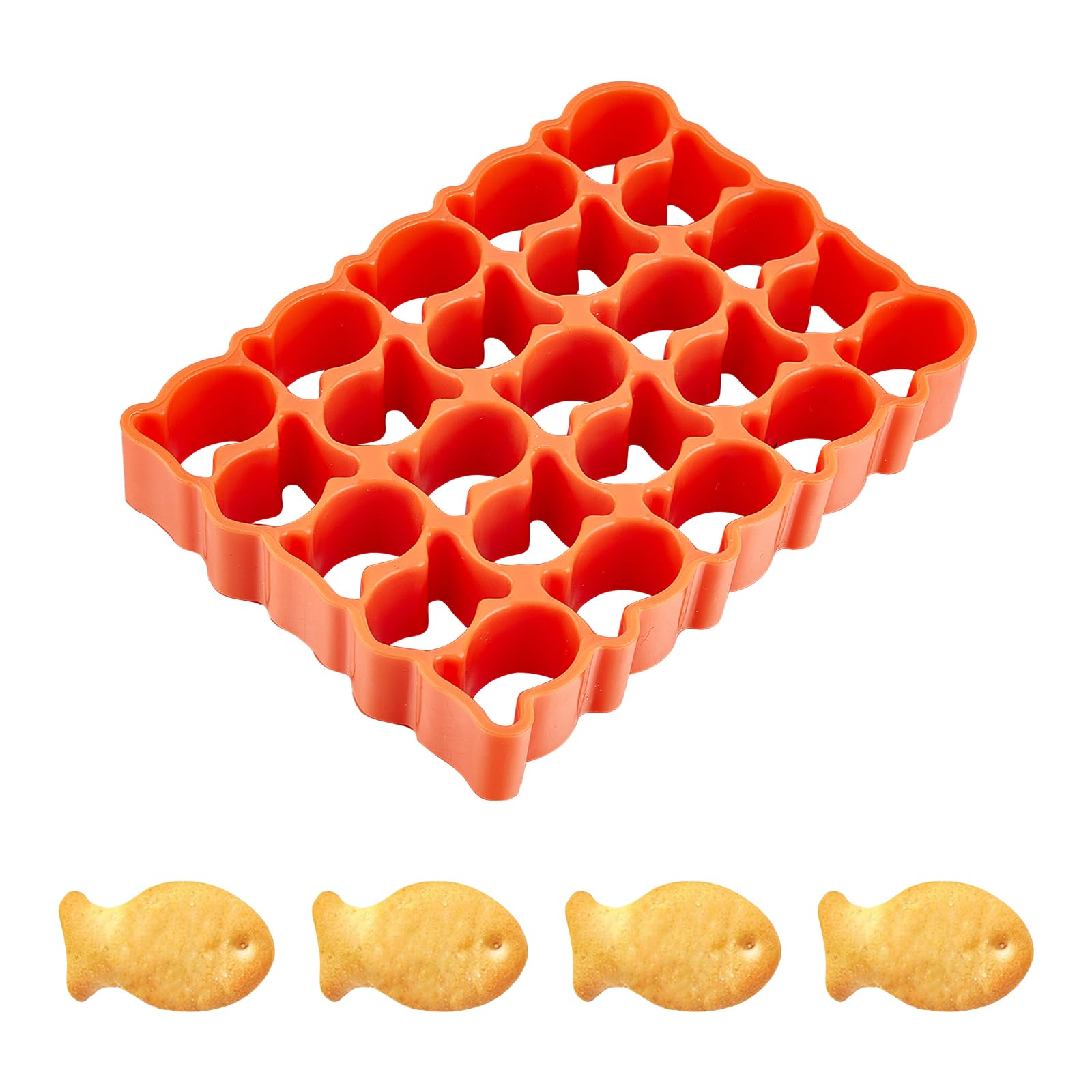 NICENEEDED 25 Cavity GoldFish Cracker Cookie Cutter, Mini Plastic Biscuit Cutters Cute Animal Fish Shaped Molds