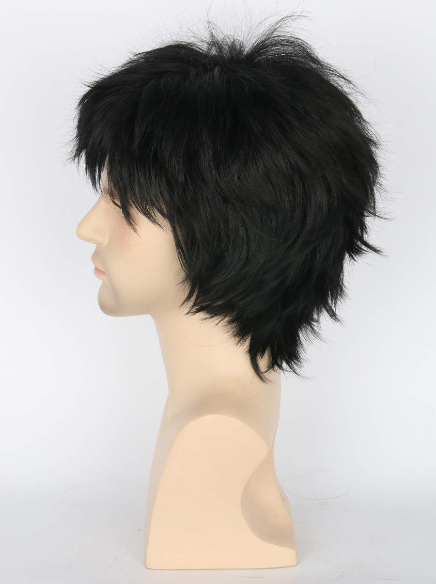 Topcosplay Unisex Anime Cosplay Wigs Balck Short Wig Layered Fluffy Halloween Costume Wig - Image 4
