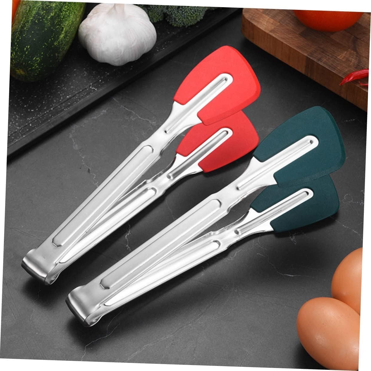 Cooking Tongs, Food Tongs Barbecue Tongs Sandwich Tongs Salad Tongs Grilling Cooking Tong Pastry Clamp Food Cooking Tongs BBQ Tong Appetizers Tongs Stainless Steel(Red)