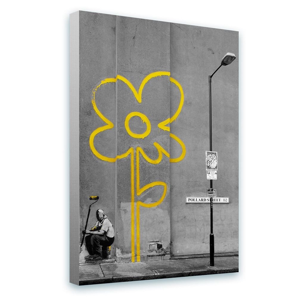 Alonline Art - Flower by Banksy | framed stretched canvas (Synthetic) on a ready to hang frame - gallery wrapped | 16