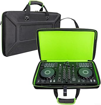 DAZZLEEX Hard EVA Carrying Case for Pioneer DDJ-SB2 DJ Controller with Dual Channel Layout Mesh Pockets and Handle Green Black Storage Bag 51x29x9cmA