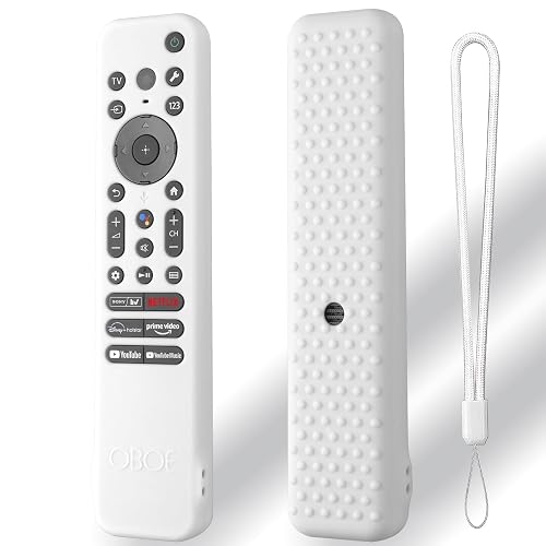 OBOE Sony Bravia Smart TV Remote Cover - Compatible with RMF-TX910U Voice Remote - Protective Cover with Lanyard (D-White)
