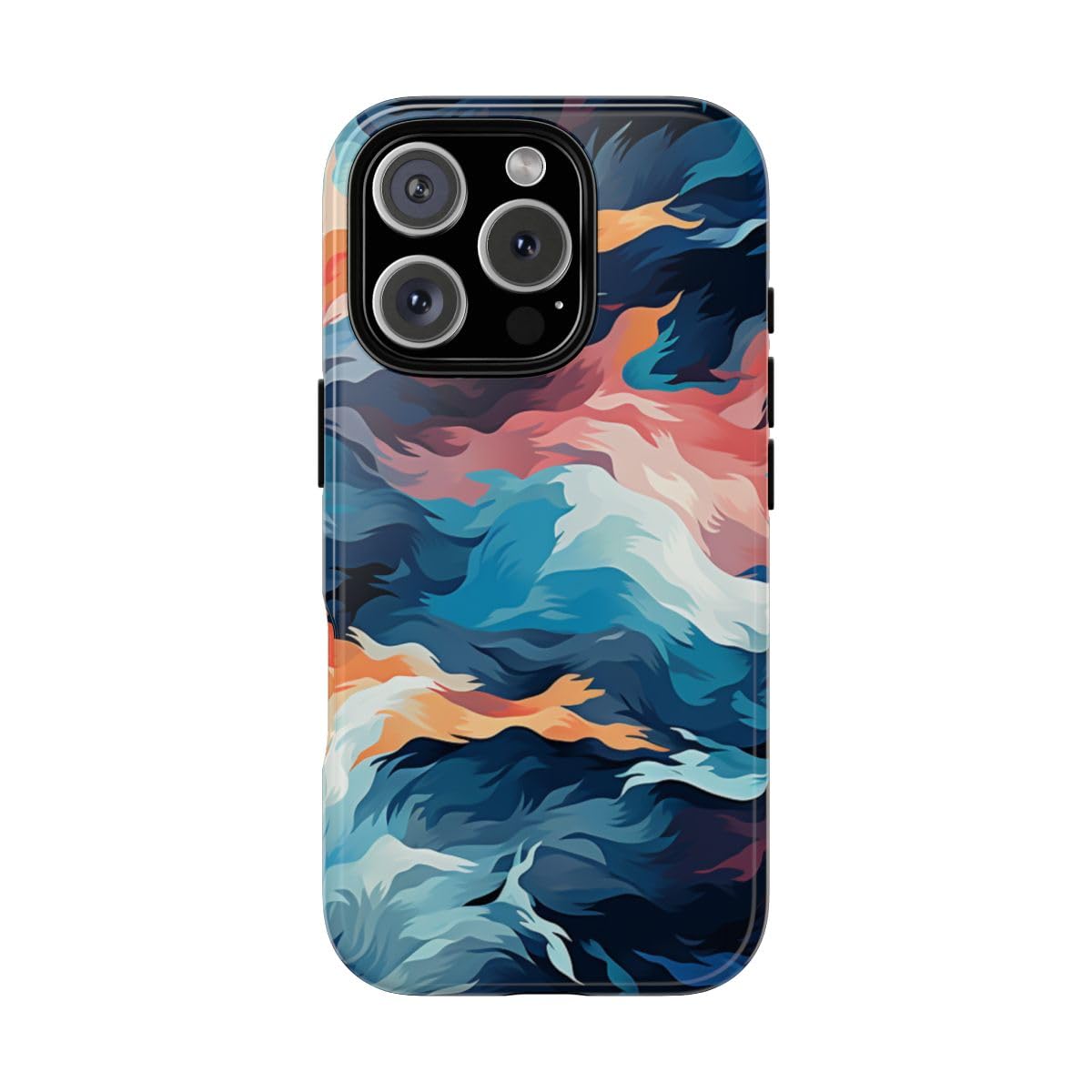 Coque iPhone 16 Pro vagues fluides multicolores abstraites rigide brillante - 5