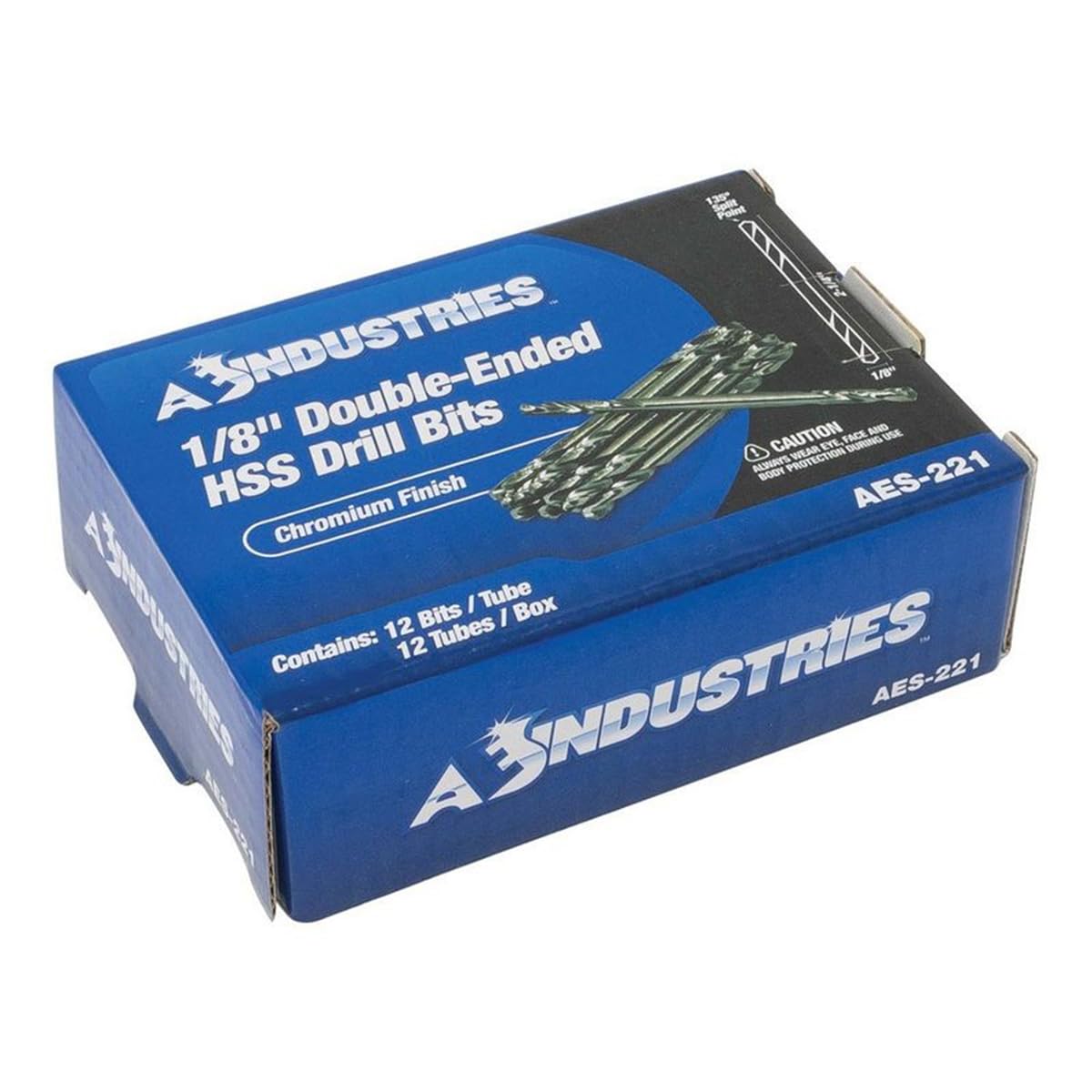 AES Industries 1/8" Double-Ended High Speed Steel Stubby Drill Bits (12 Bits)