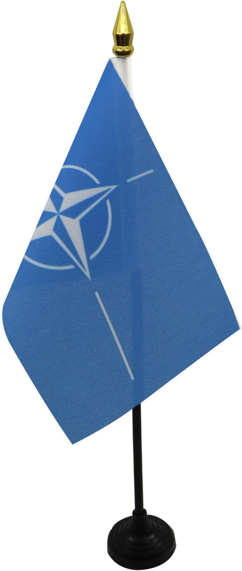 AZ FLAG - NATO Table Flag 4'' x 6'' - North Atlantic Treaty Organization Mini Desk Flag 100% Polyester 15 x 10 cm - Office Banner with 10'' Pole - Golden Spear
