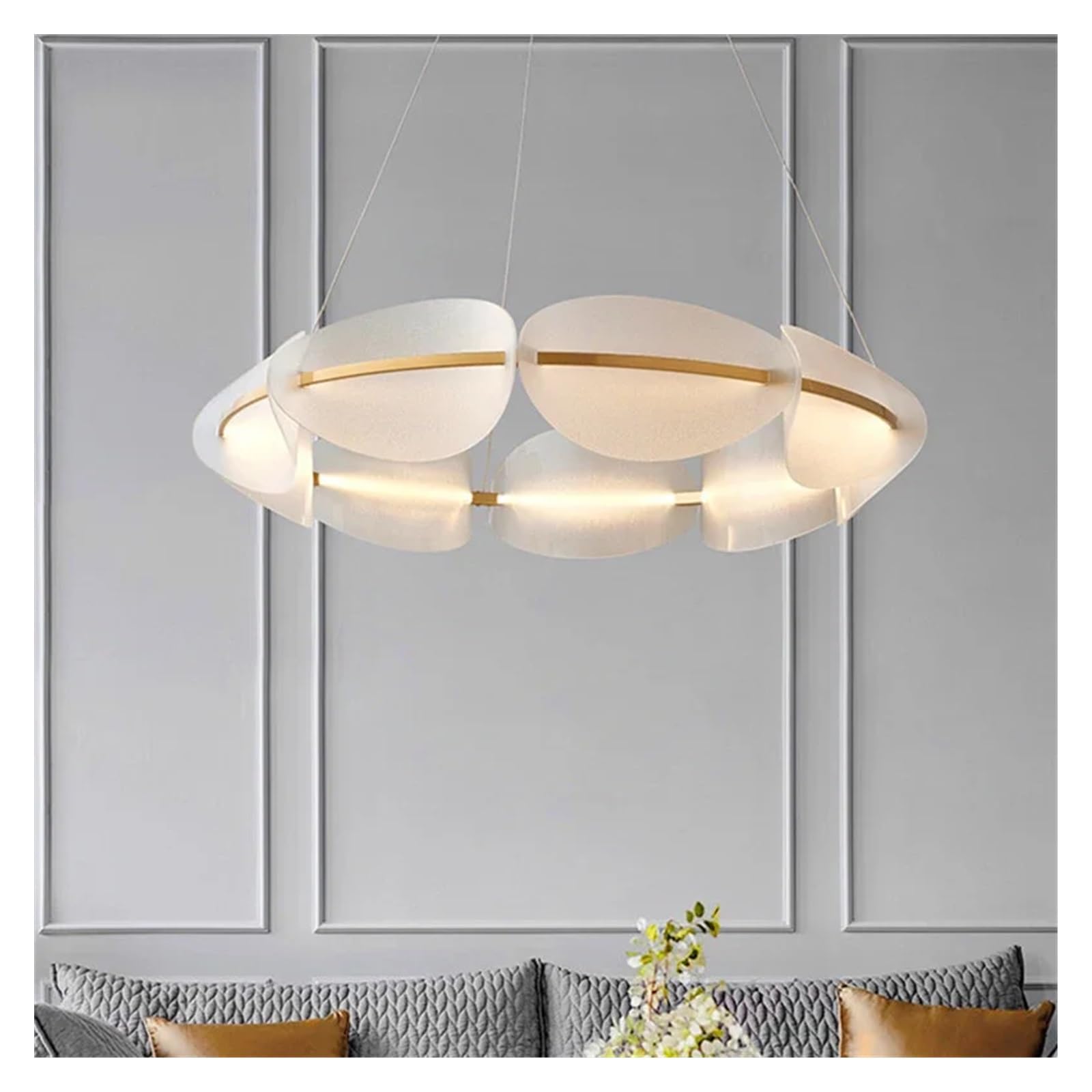 Lustre Moderne en Acrylique à LED en Forme de Feuille, idéal pour Le Salon, la Salle à Manger, la Chambre ou la Cuisine (3 Effets Lumineux, 12 LED).