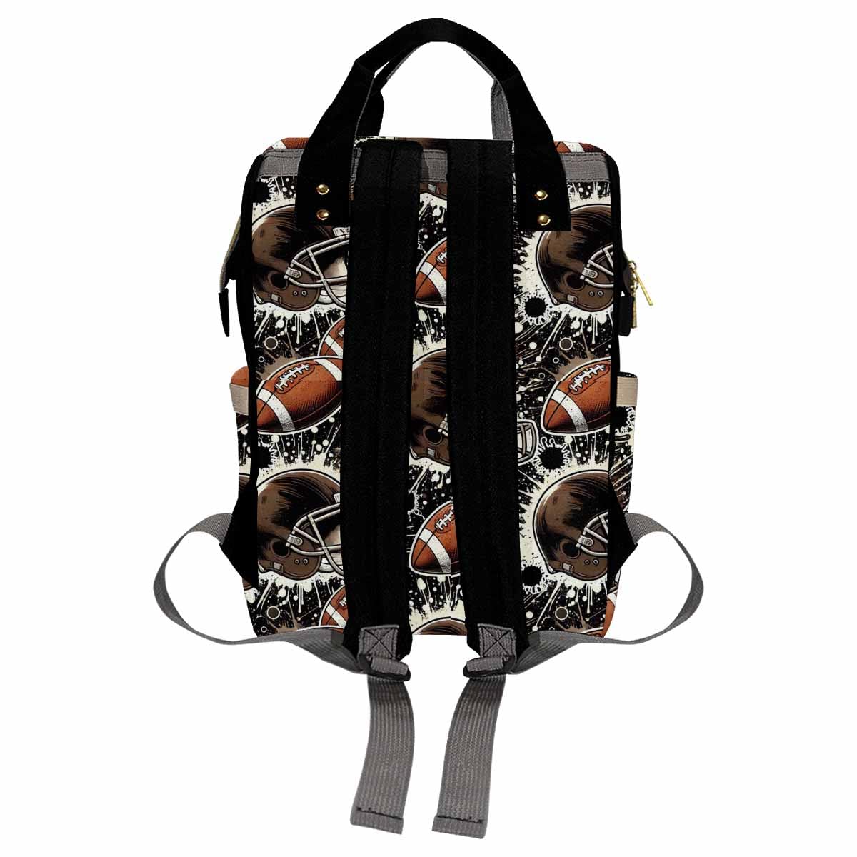 Customized Diaper Bag with Name, Personalized Rugby Pattern School Bag, Large Capacity Waterproof Nappy Travel Backpack with Thermal Pockets, Back to School Gifts