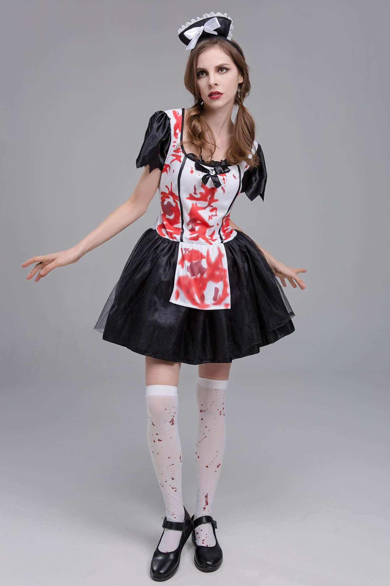 【完成】血のり加工 メイド服 Amazon.co.jp: crazy（クレイジー)メイド服 ハロウィン コスプレ