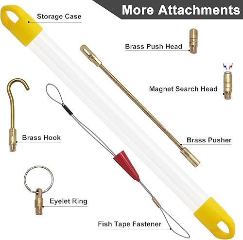 Miniatura 2 de Kit de cinta de pescado de 11 pies de fibra de vidrio con 5 accesorios diferentes y herramienta de cinta de pescado en un estuche de transporte