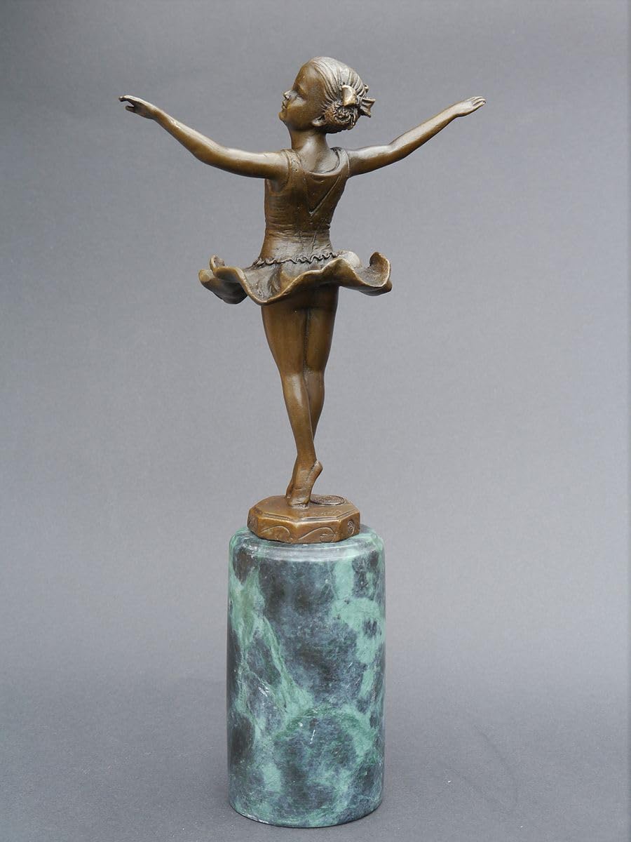 Bronze Figur kleine Ballerina auf Marmorsockel | Tänzerin Mädchen Skulptur | H: 32 cm | (5657)
