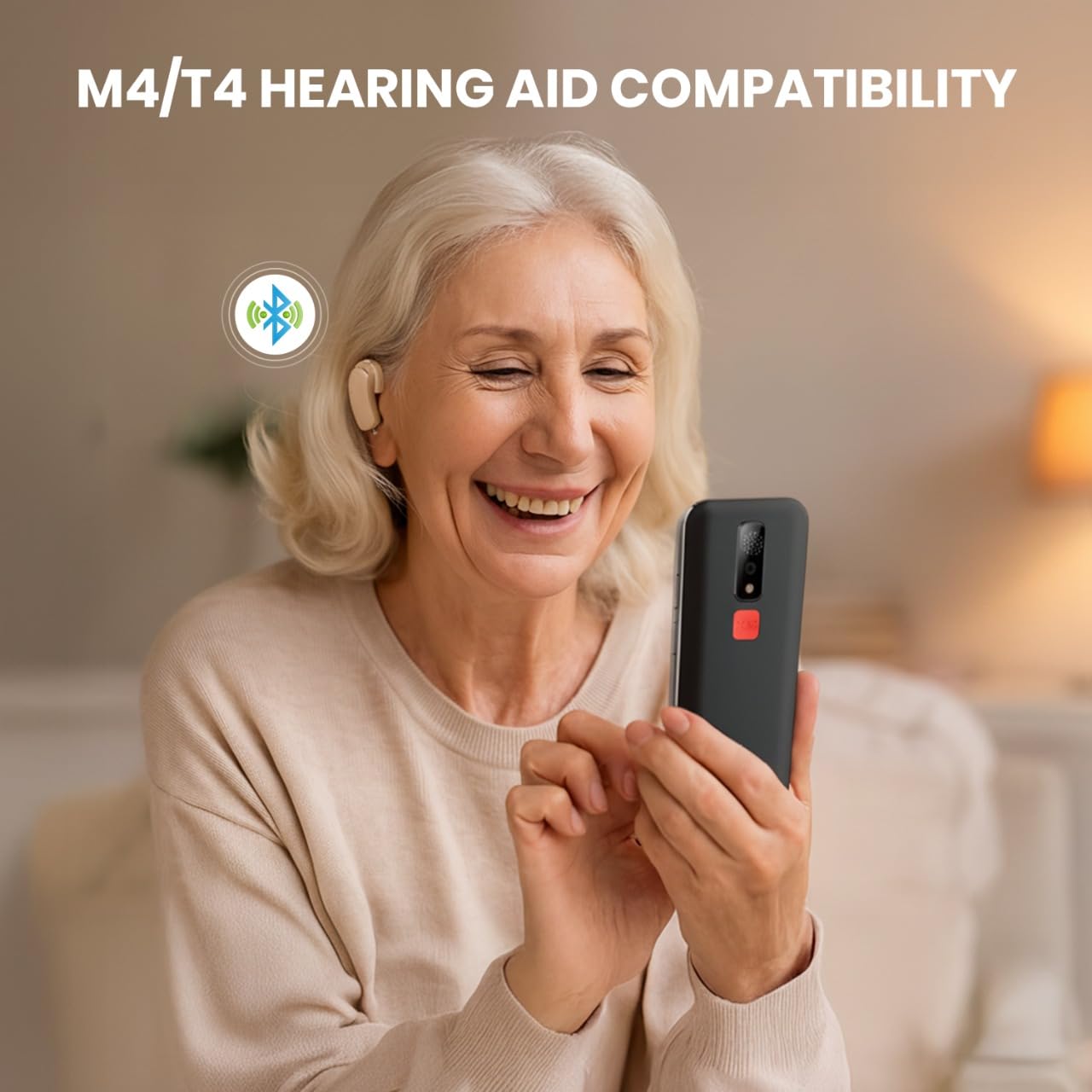 Geemarc CL8600-4G - Teléfono móvil para Personas Mayores con Teclas Grandes, función SOS y Botones de Memoria de un Solo Toque, Compatible con Bluetooth y audífonos, para Personas con discapacidad